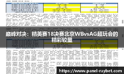 巅峰对决:精英赛18决赛北京WBvsAG超玩会的精彩较量